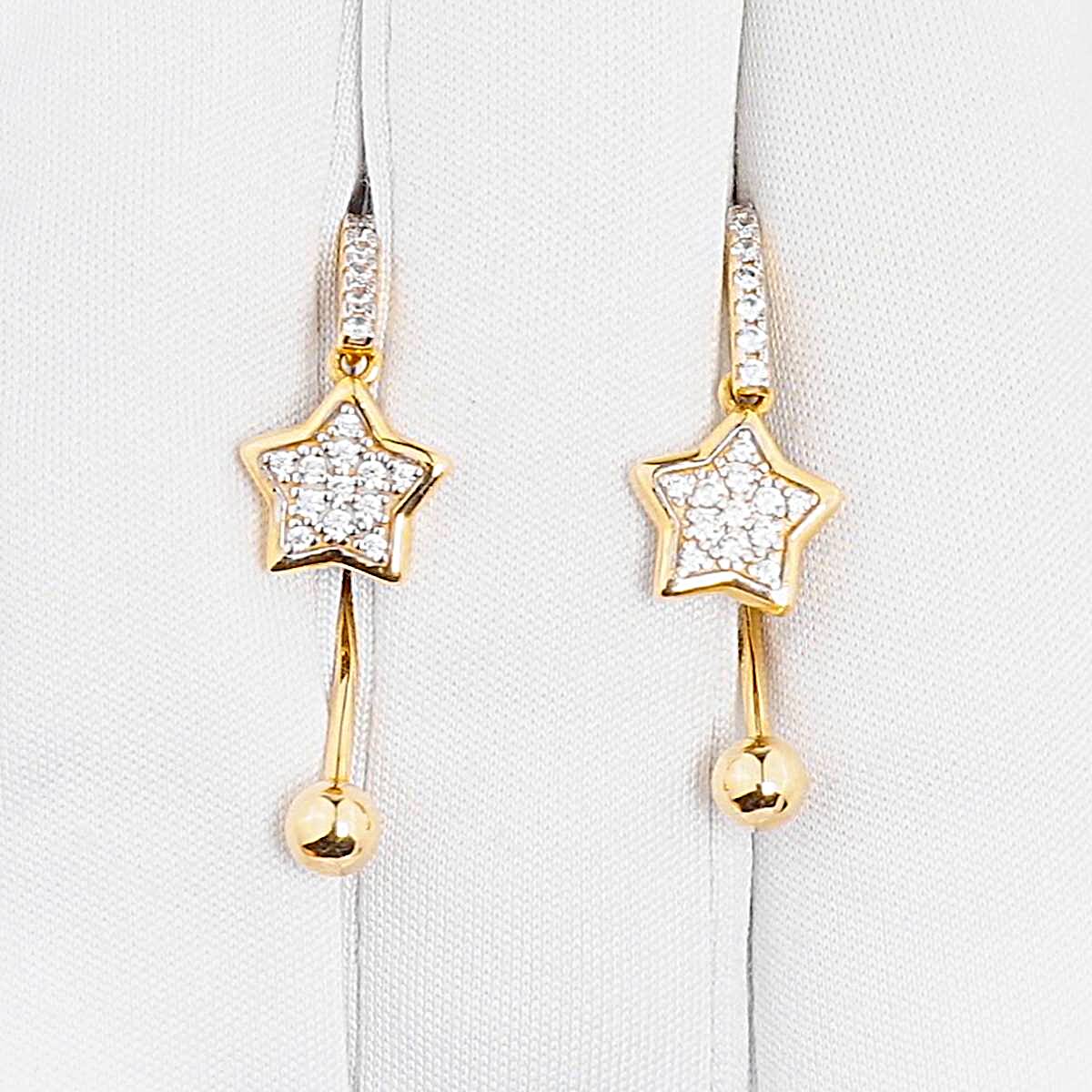 Серьги с фианитами из красного золота 585 пробы 1