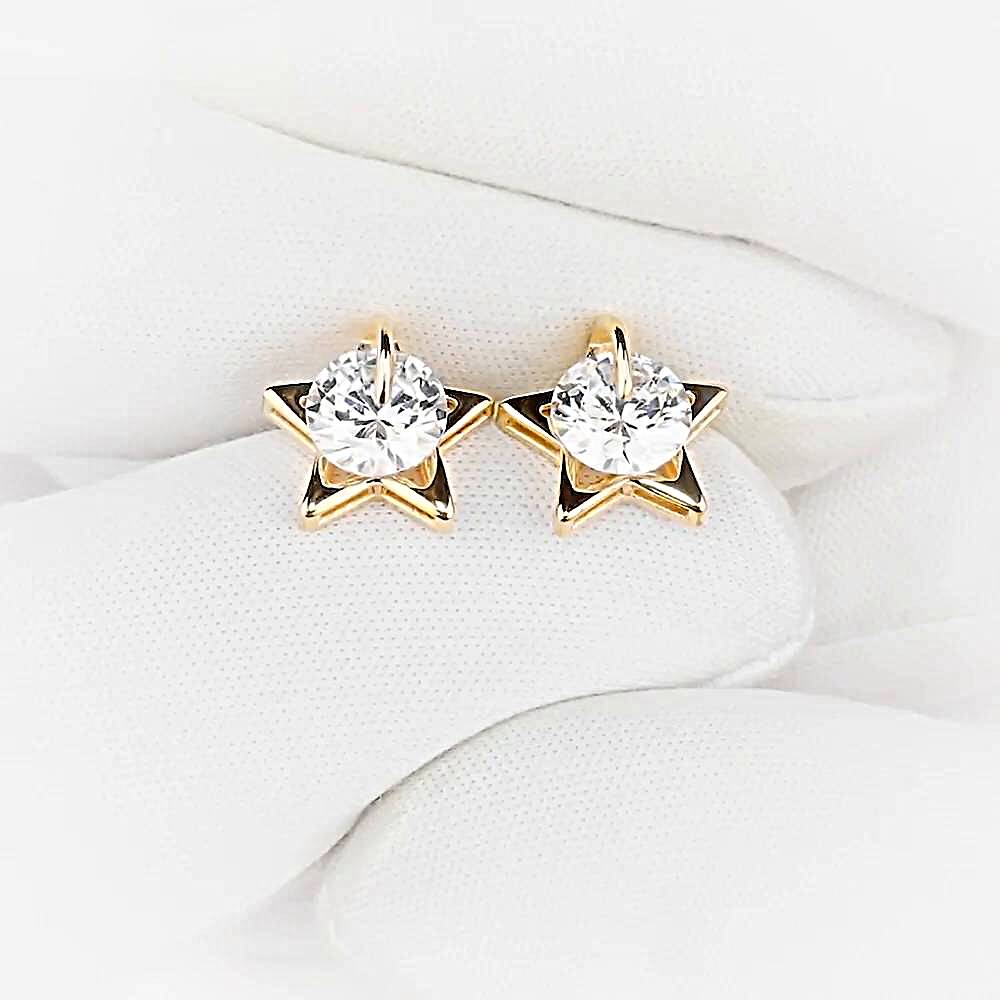 Серьги с фианитами из красного золота 375 пробы 1
