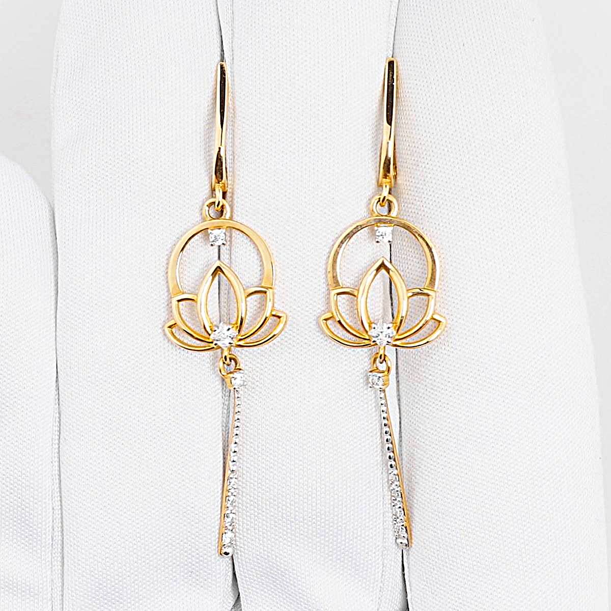 Серьги с фианитами из красного золота 585 пробы 1