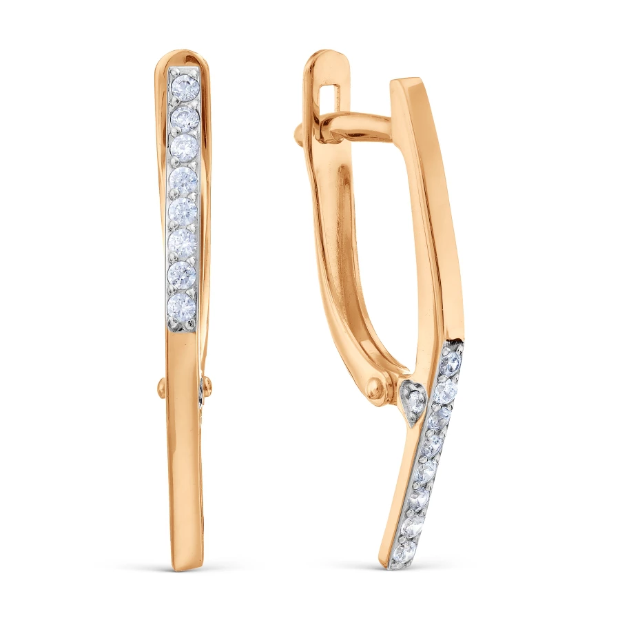 Серьги с фианитами из красного золота 375 пробы