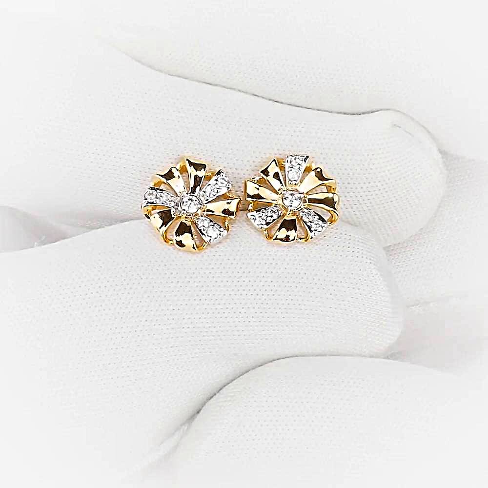 Серьги с фианитами из красного золота 585 пробы 1