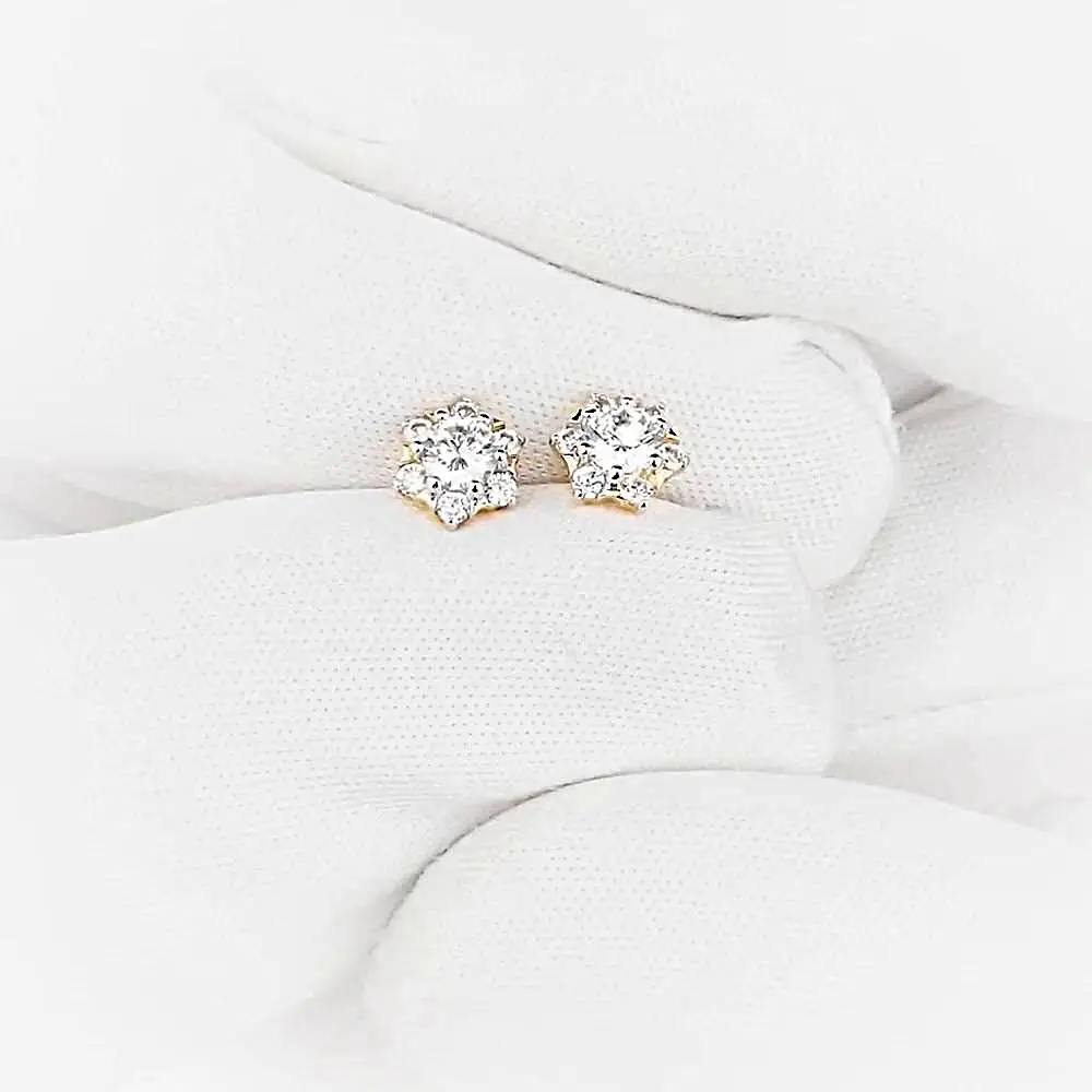 Серьги с фианитами из красного золота 585 пробы 2