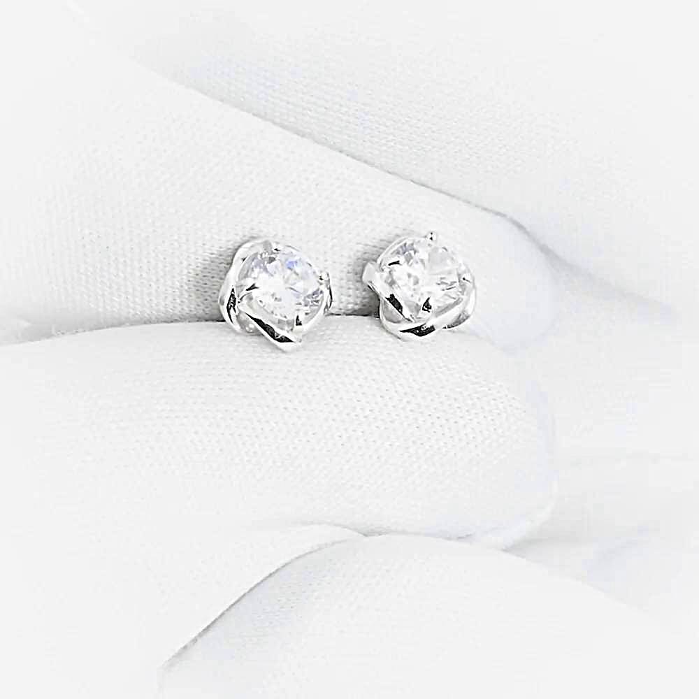 Серьги с фианитами из белого золота 375 пробы 1