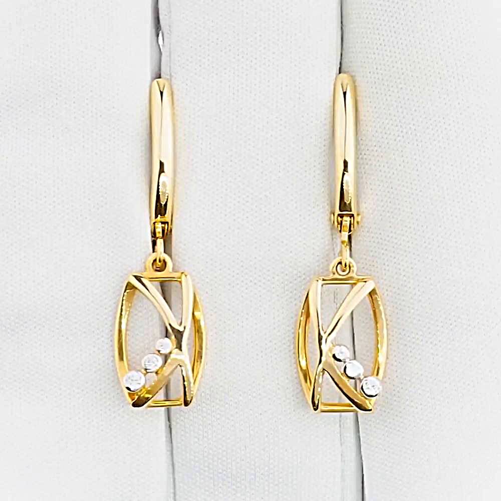 Серьги с фианитами из красного золота 585 пробы 1