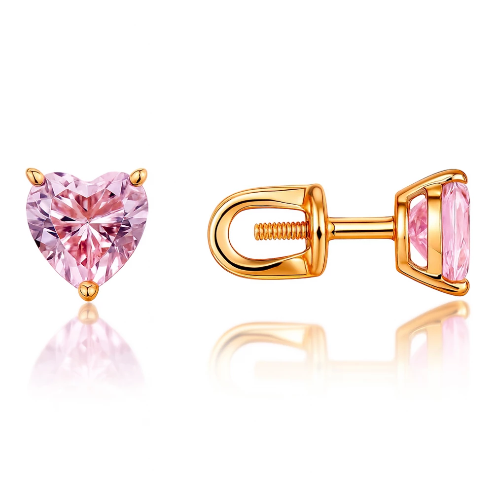 Серьги с фианитами из красного золота 375 пробы