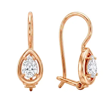 Серьги с фианитами из красного золота 375 пробы