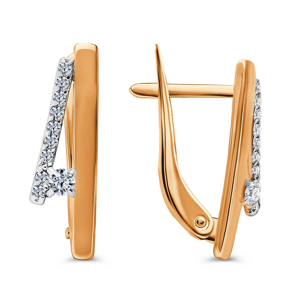 Серьги с фианитами из красного золота 375 пробы 2