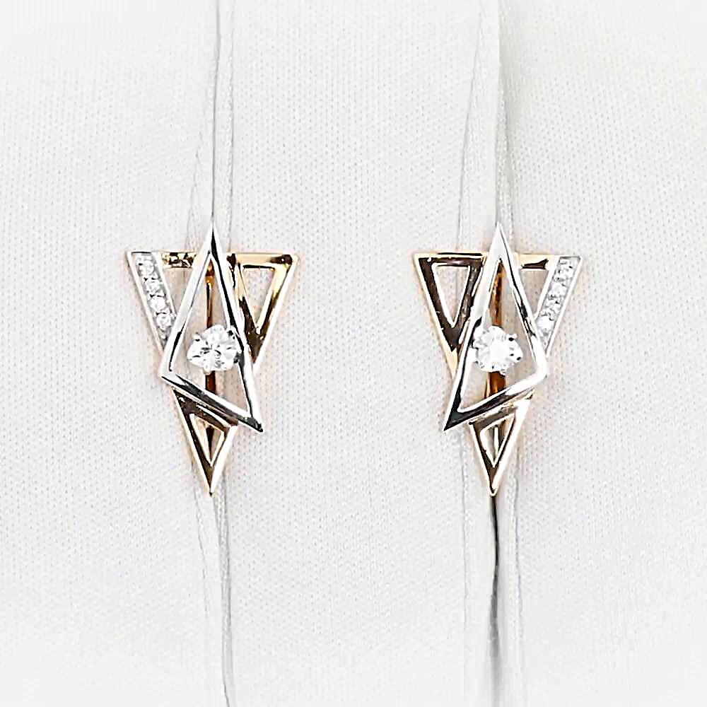 Серьги с фианитами из красного золота 585 пробы 1