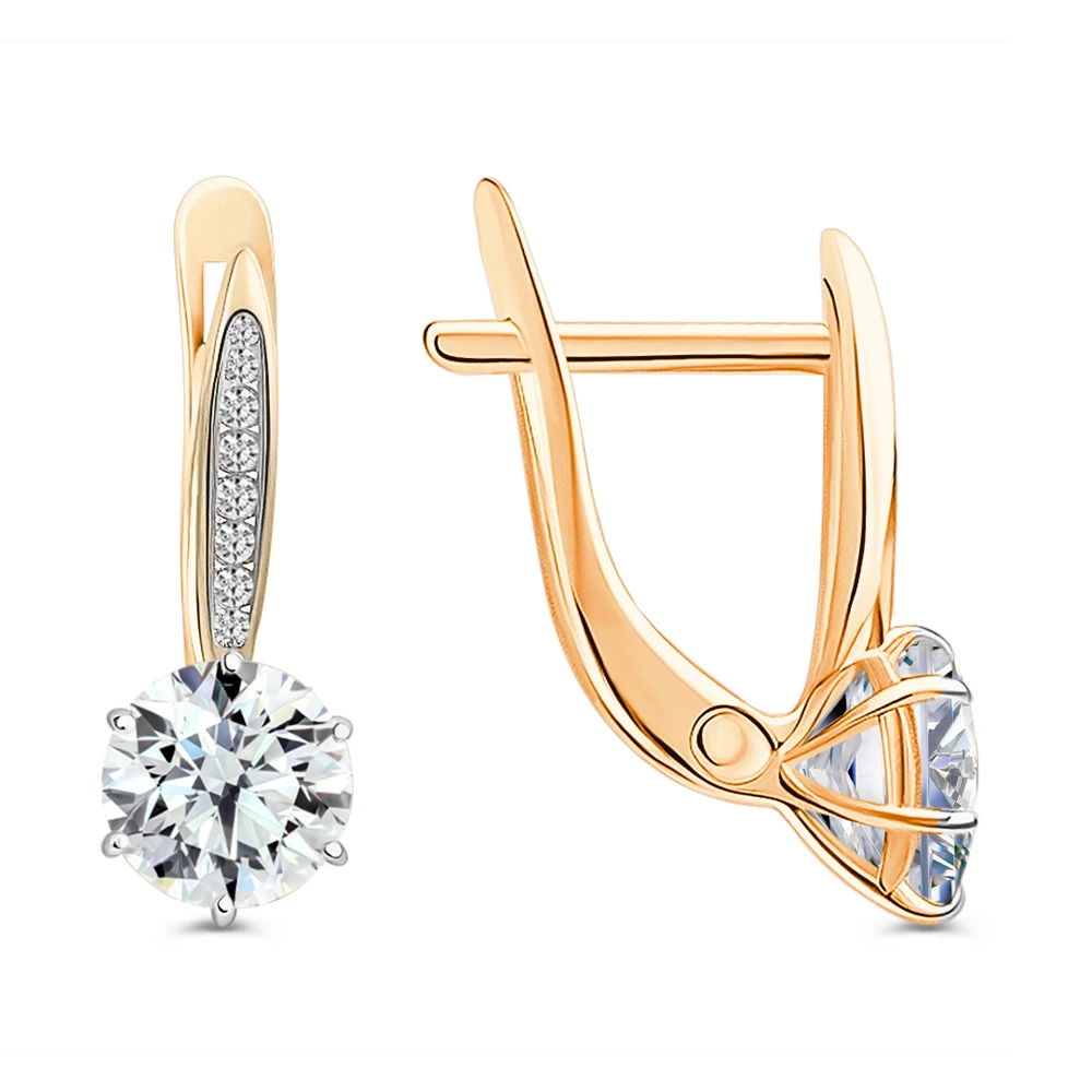 Серьги с фианитами из красного золота 375 пробы