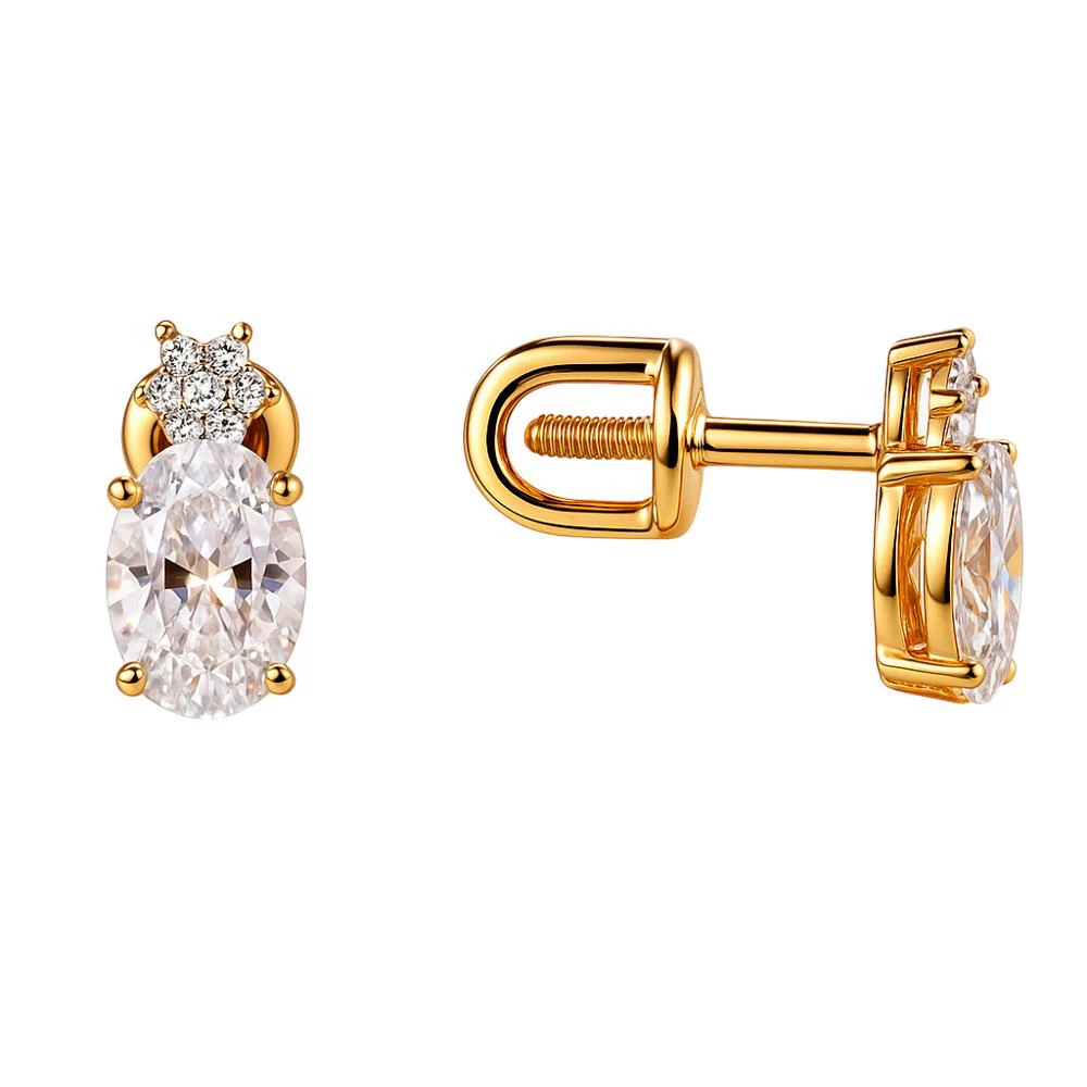 Серьги с фианитами из красного золота 375 пробы