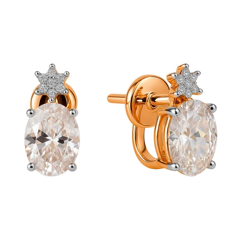 Серьги с фианитами из красного золота 375 пробы