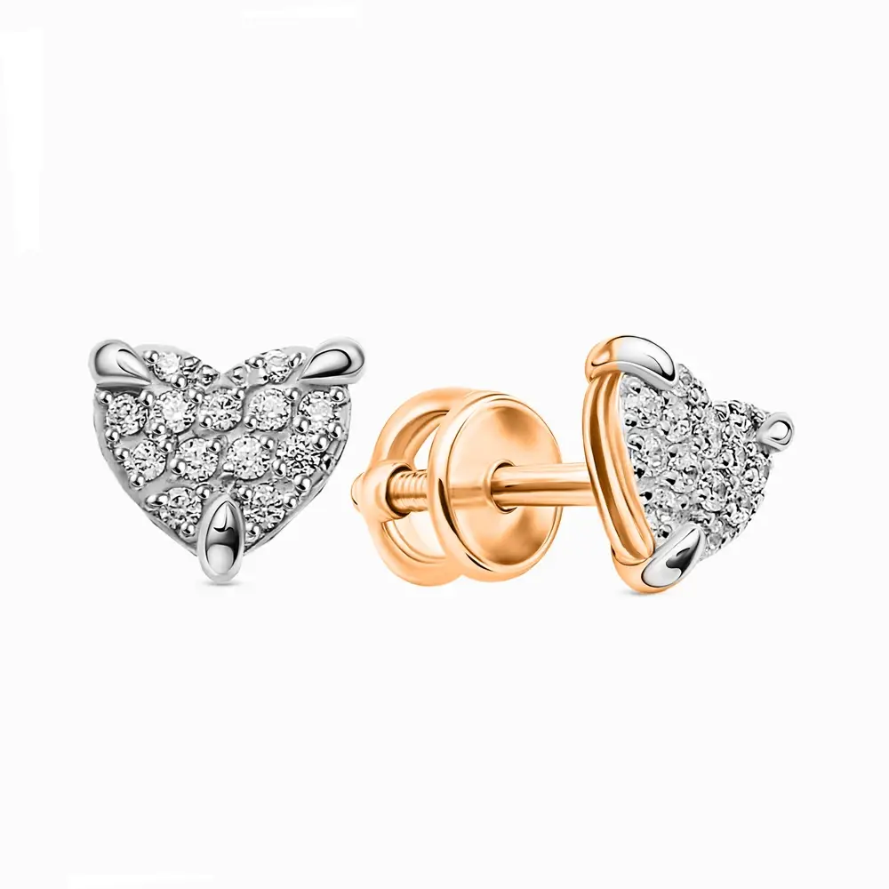Серьги с фианитами из красного золота 375 пробы 1