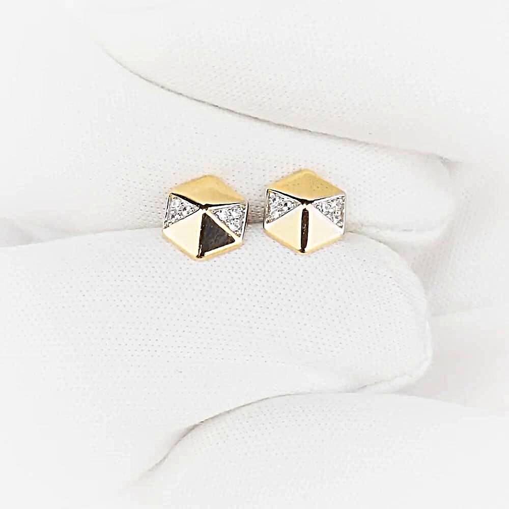 Серьги с фианитами из красного золота 585 пробы 1