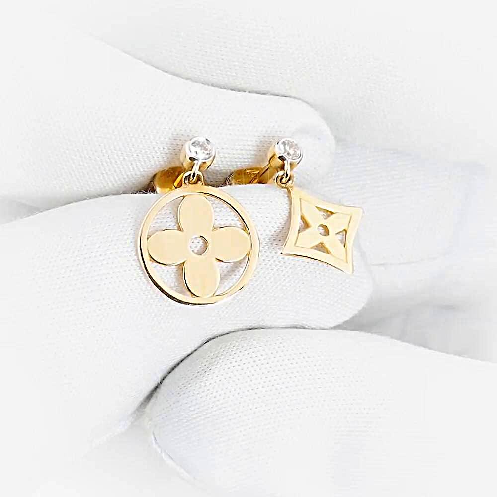 Серьги с фианитами из красного золота 585 пробы 1