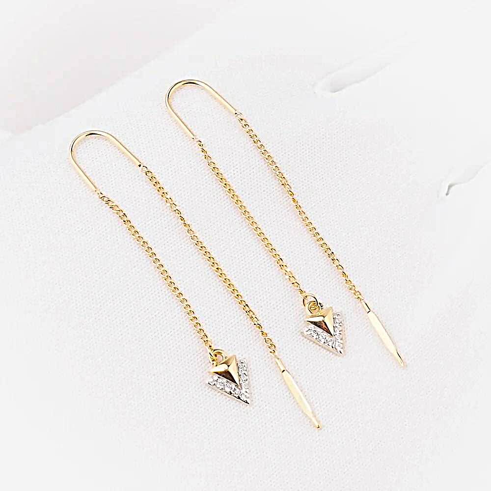 Серьги с фианитами из красного золота 585 пробы 1