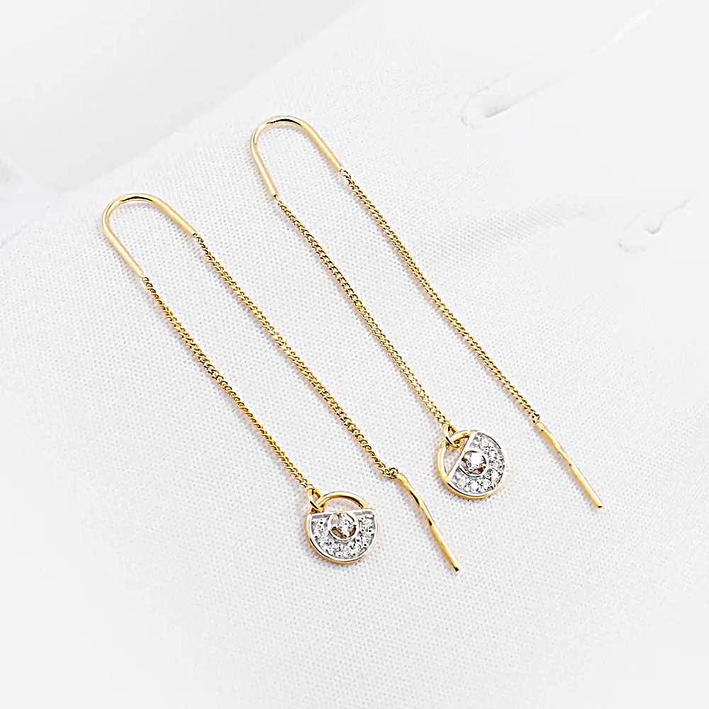 Серьги с фианитами из красного золота 585 пробы 1