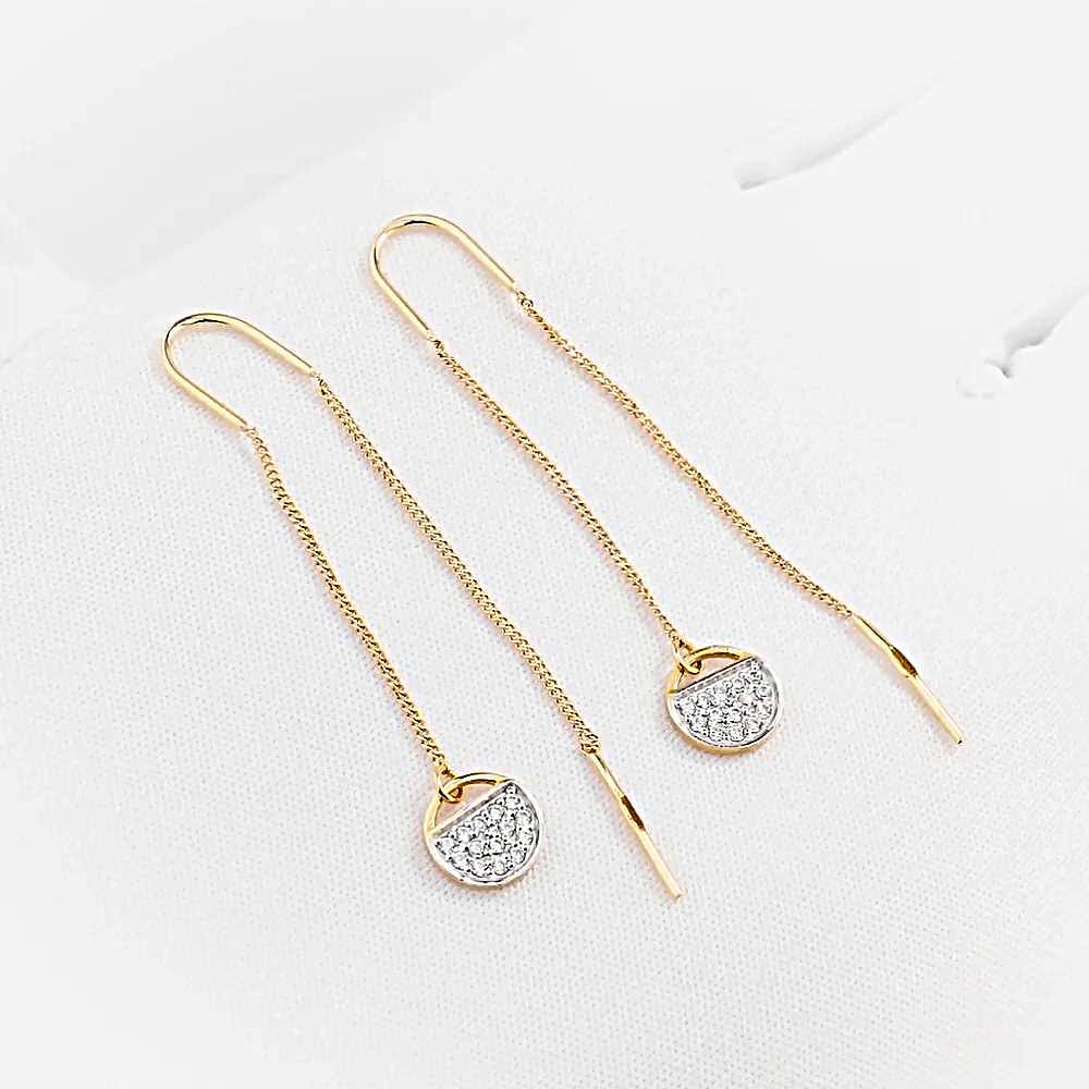 Серьги с фианитами из красного золота 585 пробы 1