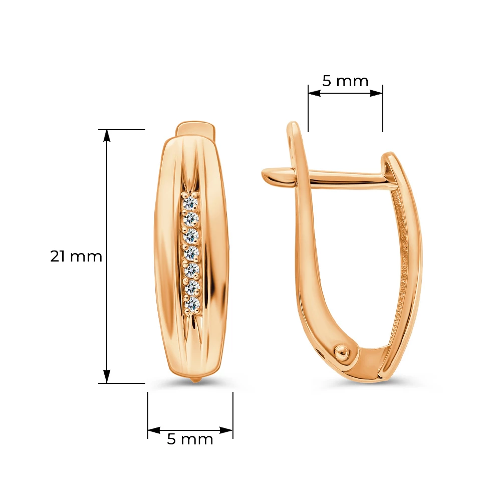 Серьги с фианитами из красного золота 375 пробы 5