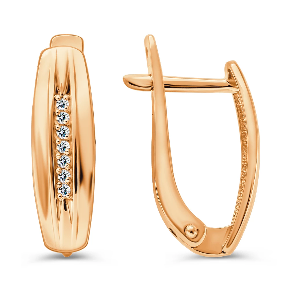 Серьги с фианитами из красного золота 375 пробы 3