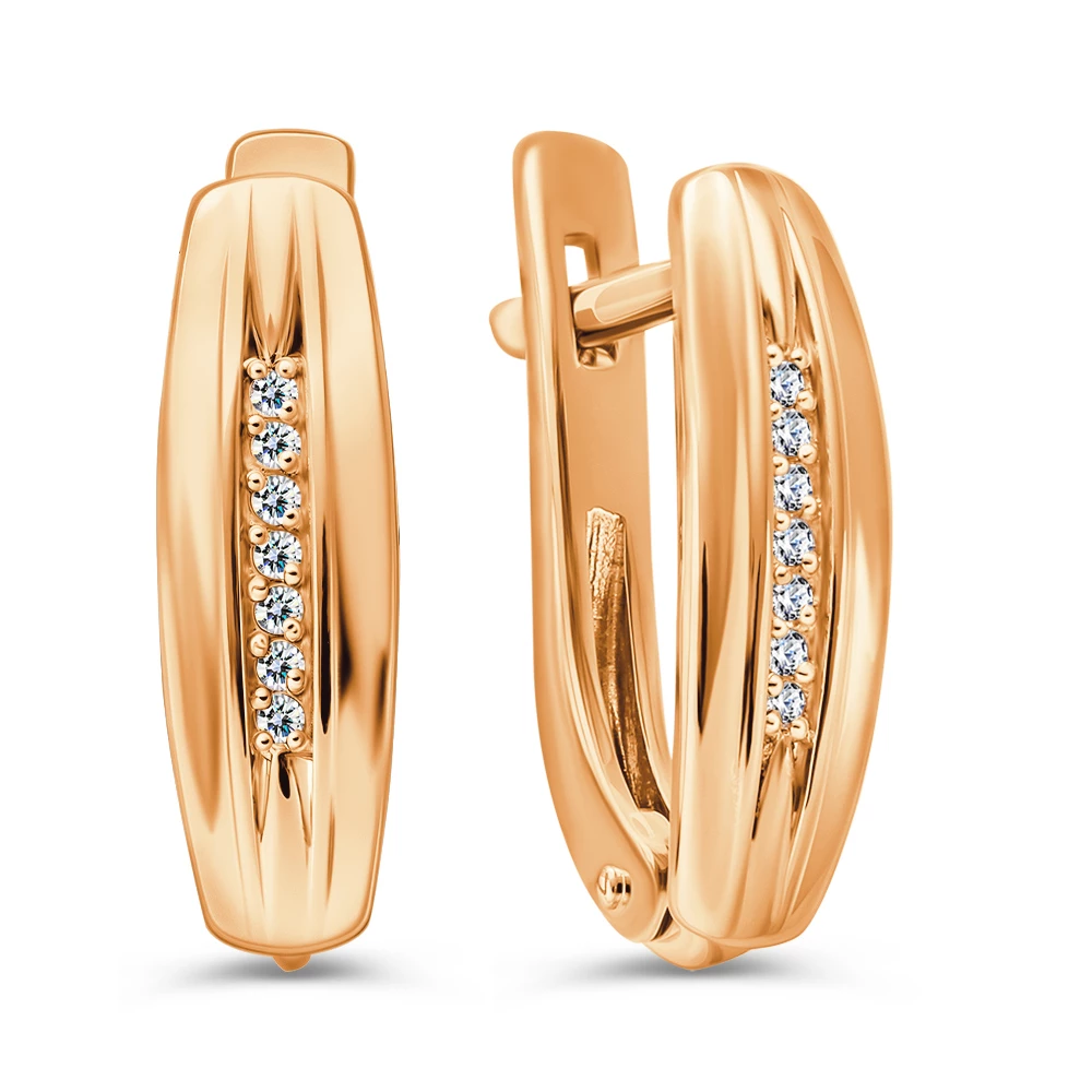 Серьги с фианитами из красного золота 375 пробы 2