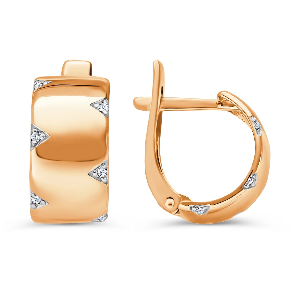 Серьги с фианитами из красного золота 375 пробы 2