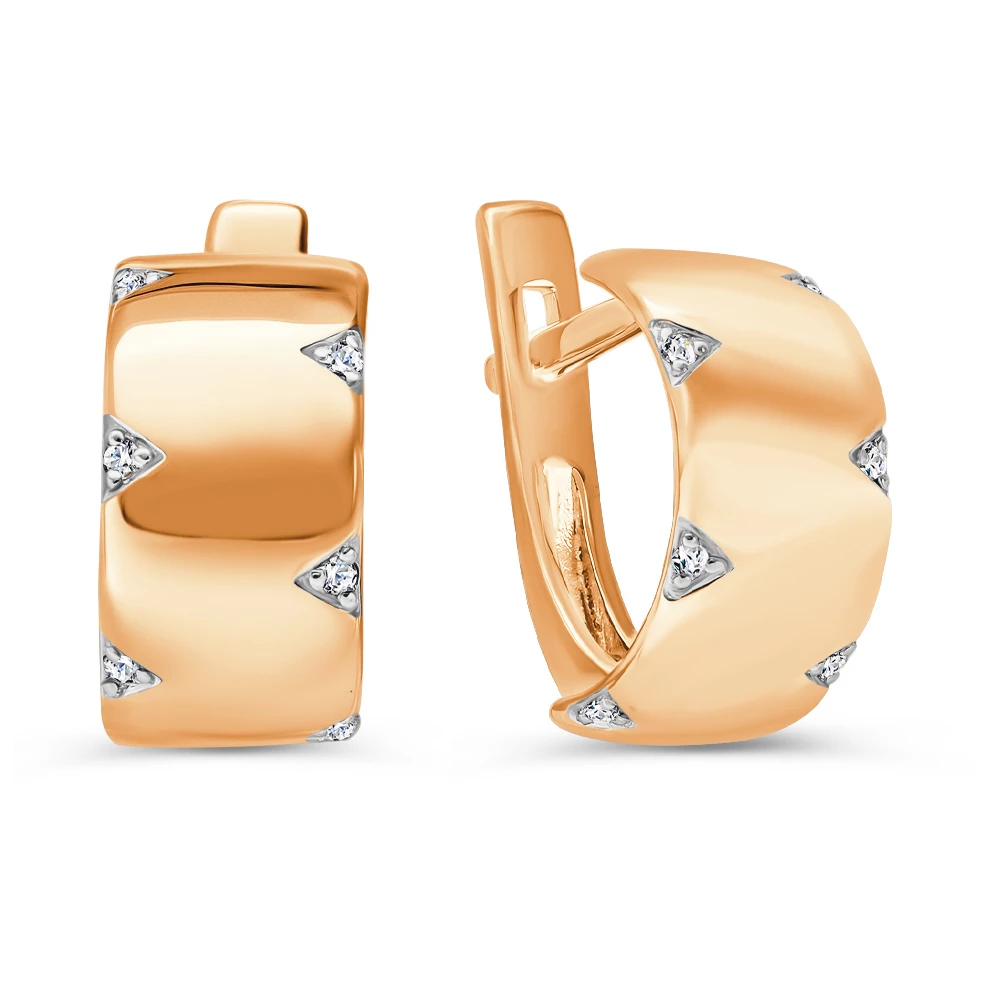 Серьги с фианитами из красного золота 375 пробы 1