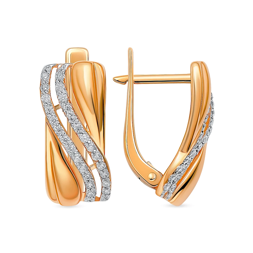 Серьги с фианитами из красного золота 375 пробы Серьги с фианитами из красного золота 375 пробы