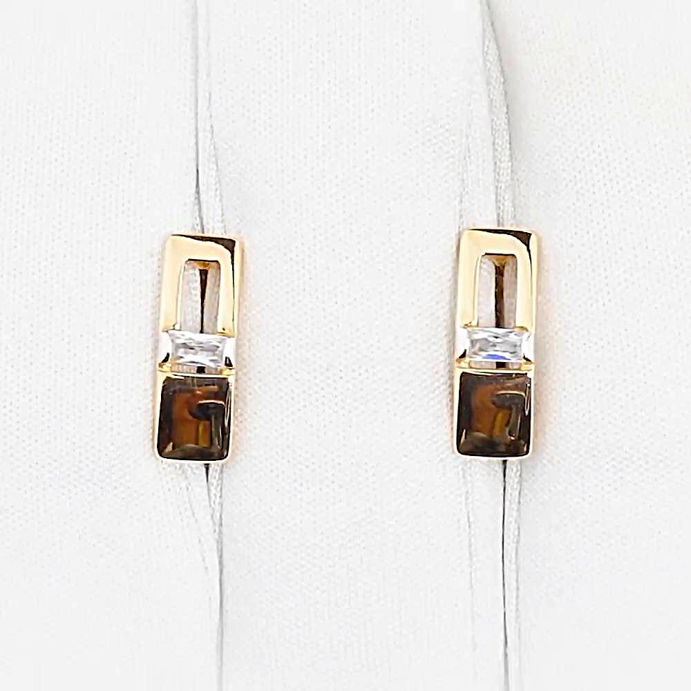 Серьги с фианитами из красного золота 585 пробы 1