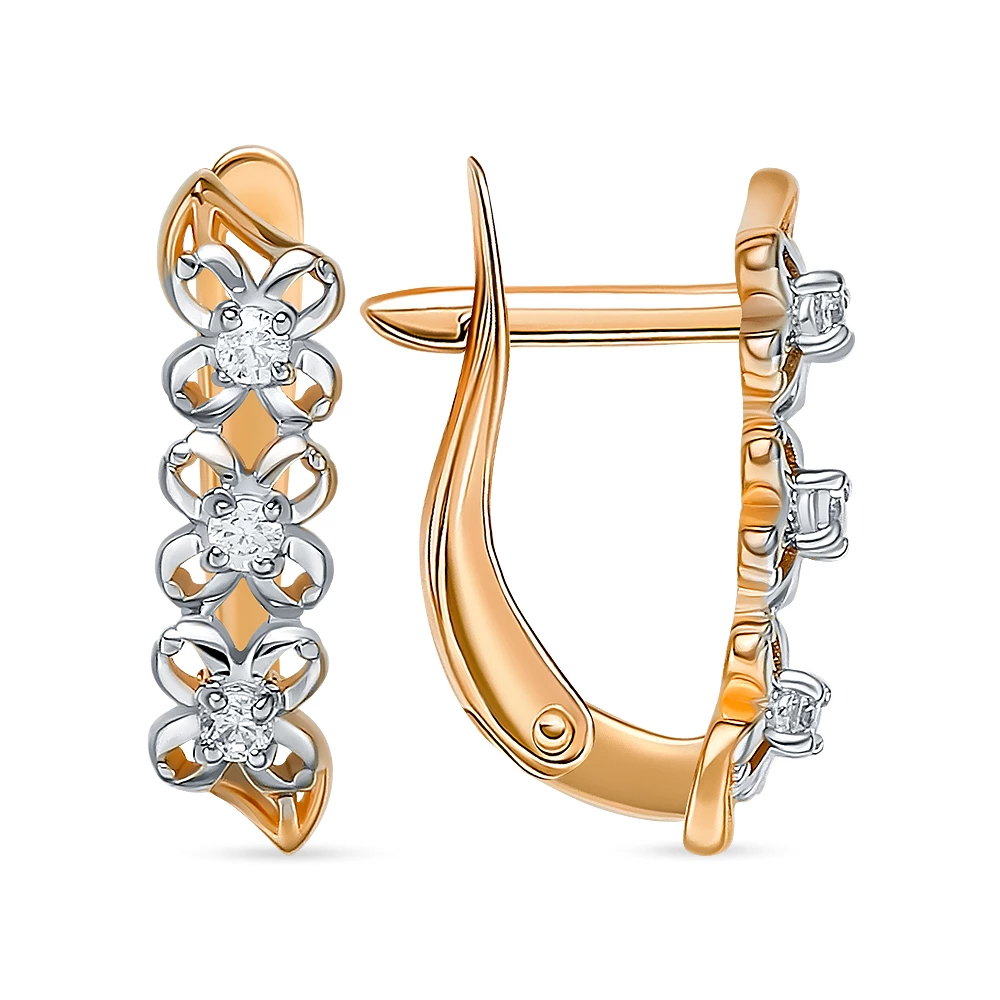 Серьги с фианитами из красного золота 585 пробы 2