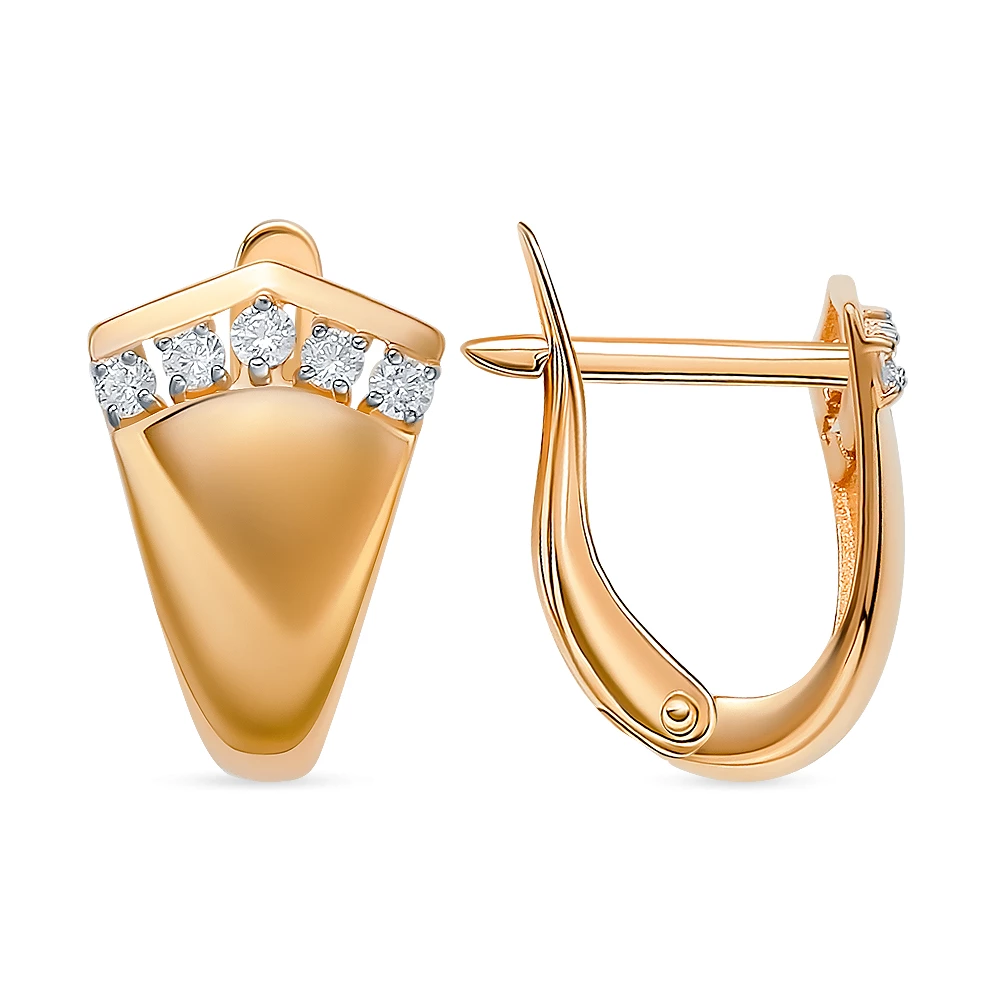 Серьги с фианитами из красного золота 585 пробы 2