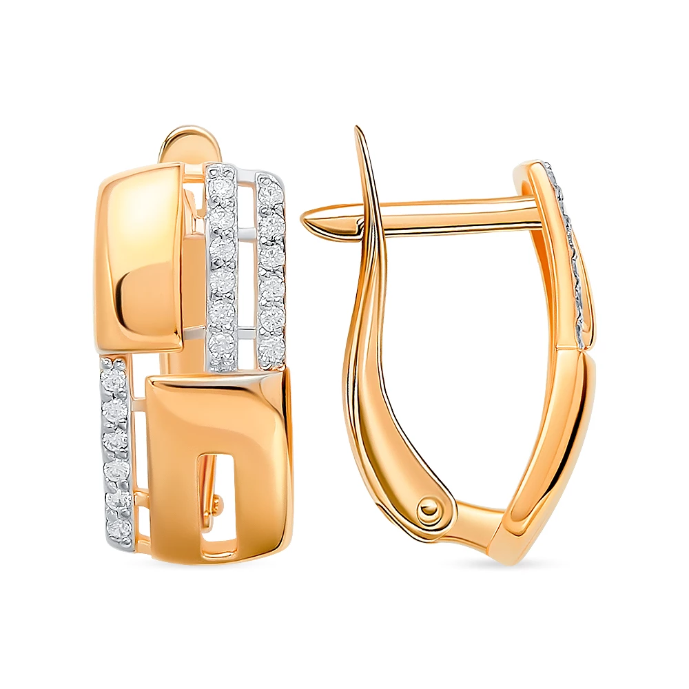 Серьги с фианитами из красного золота 585 пробы 2