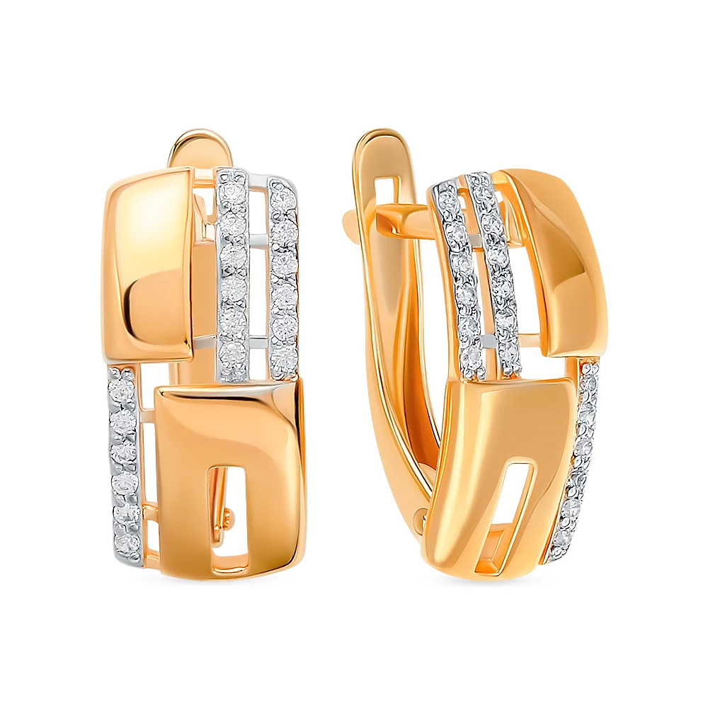 Серьги с фианитами из красного золота 585 пробы 1