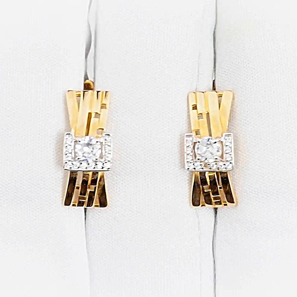 Серьги с фианитами из красного золота 585 пробы 1