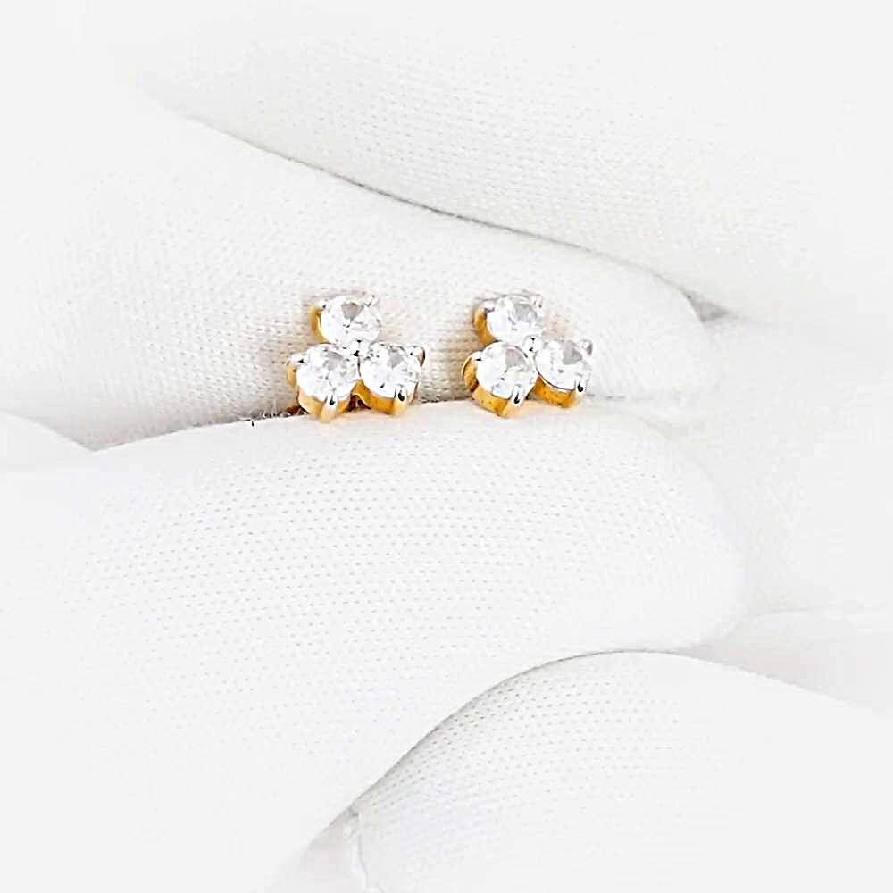 Серьги с фианитами из красного золота 585 пробы 1