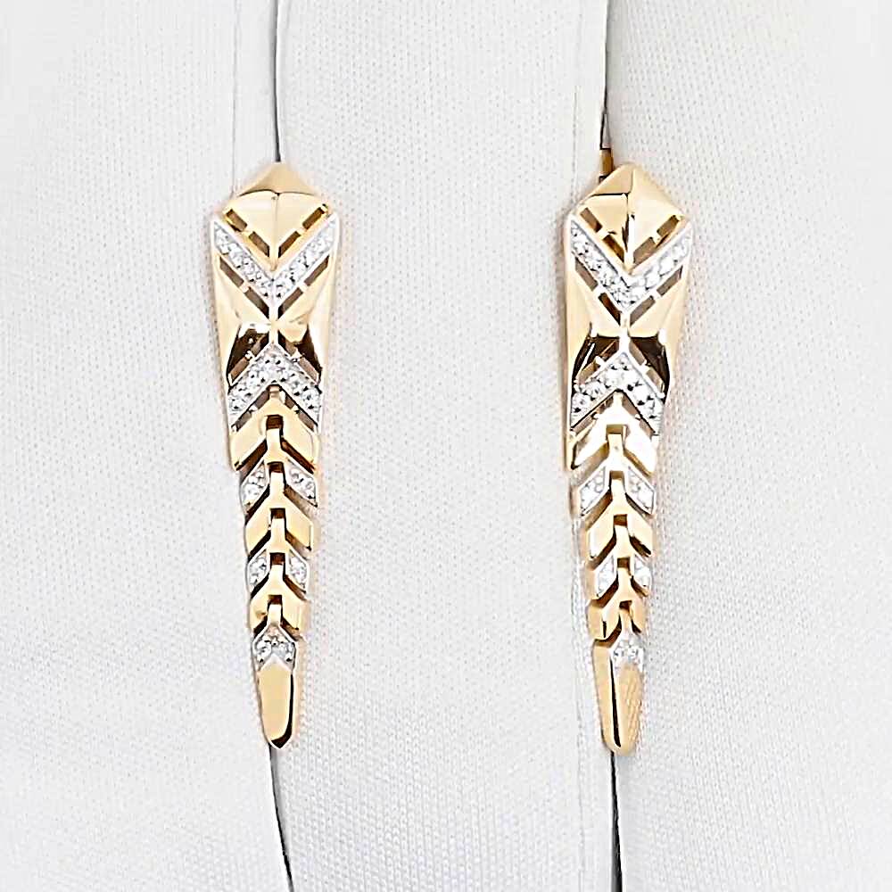 Серьги  Змея с фианитами из красного золота 585 пробы 1