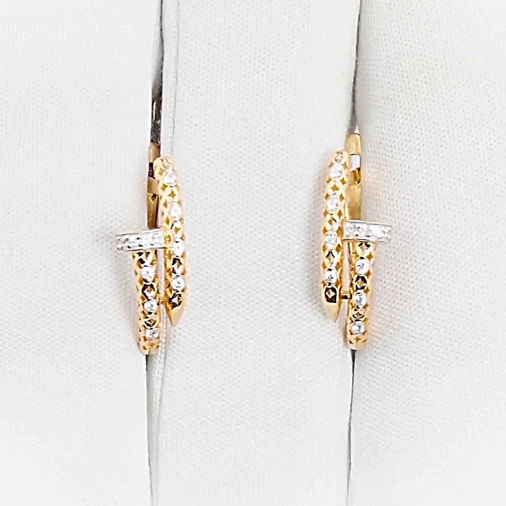 Серьги с фианитами из красного золота 585 пробы