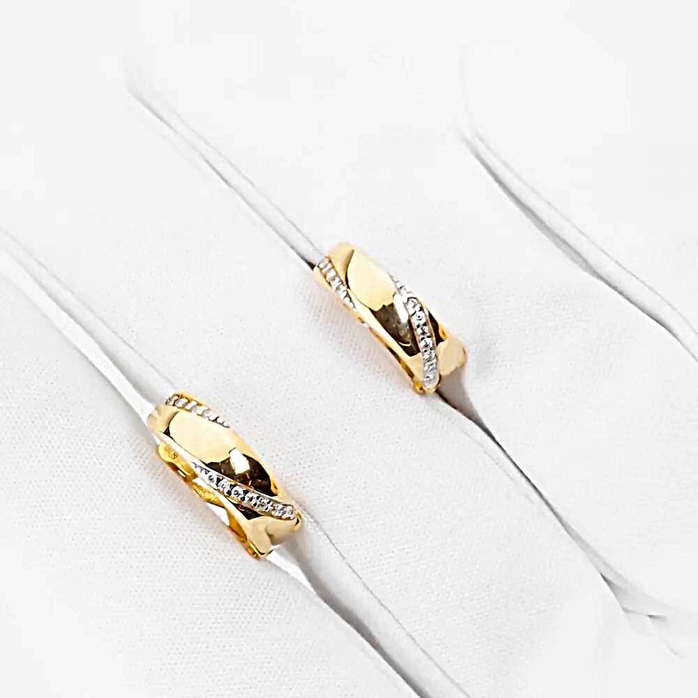 Серьги с фианитами из красного золота 585 пробы 1