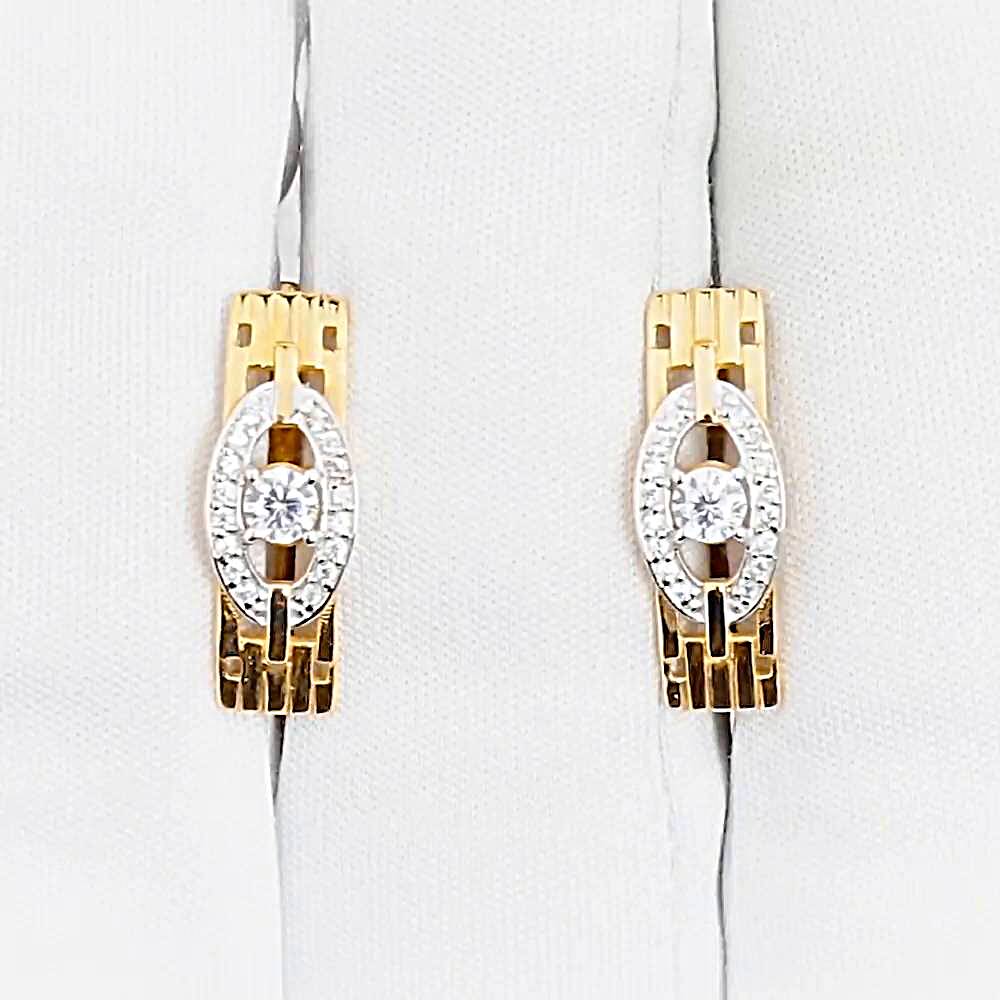 Серьги с фианитами из красного золота 585 пробы 1