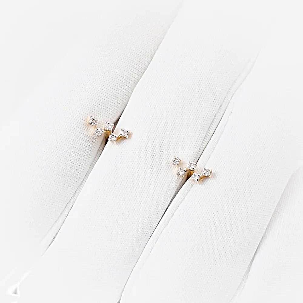 Серьги с фианитами из красного золота 585 пробы 1