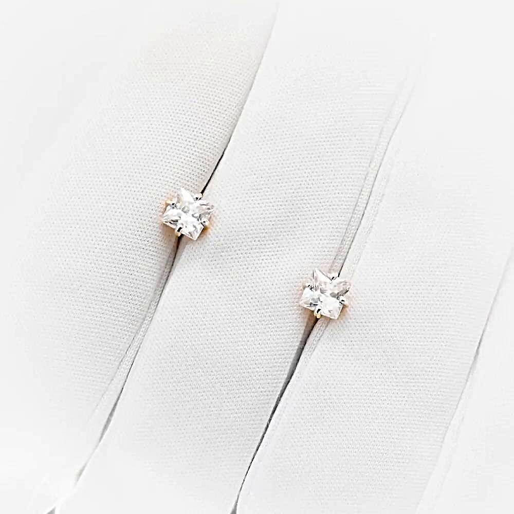 Серьги с фианитами из красного золота 585 пробы 1