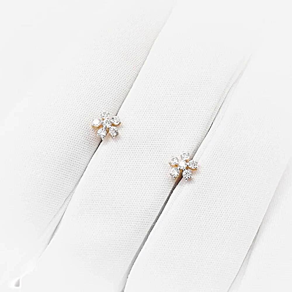 Серьги с фианитами из красного золота 585 пробы 1