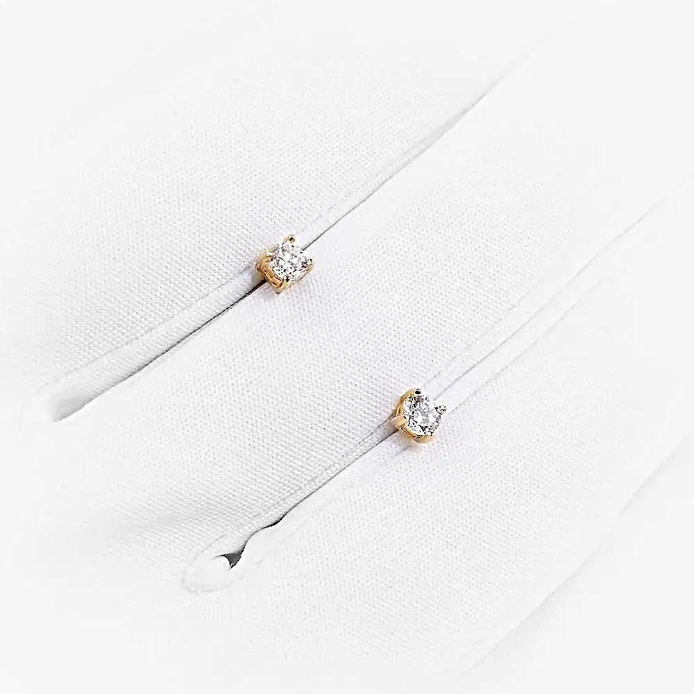 Серьги-продевки с фианитами из красного золота 585 пробы 2