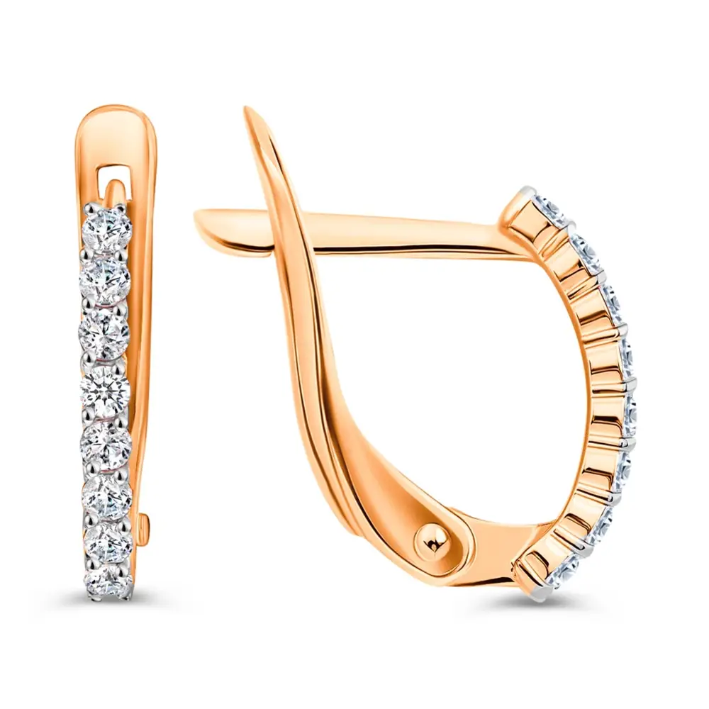Серьги с фианитами из красного золота 585 пробы 3