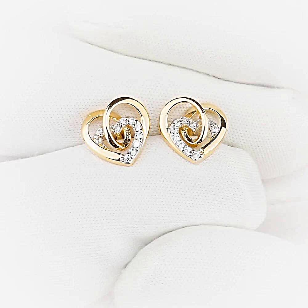 Серьги с фианитами из красного золота 585 пробы 1