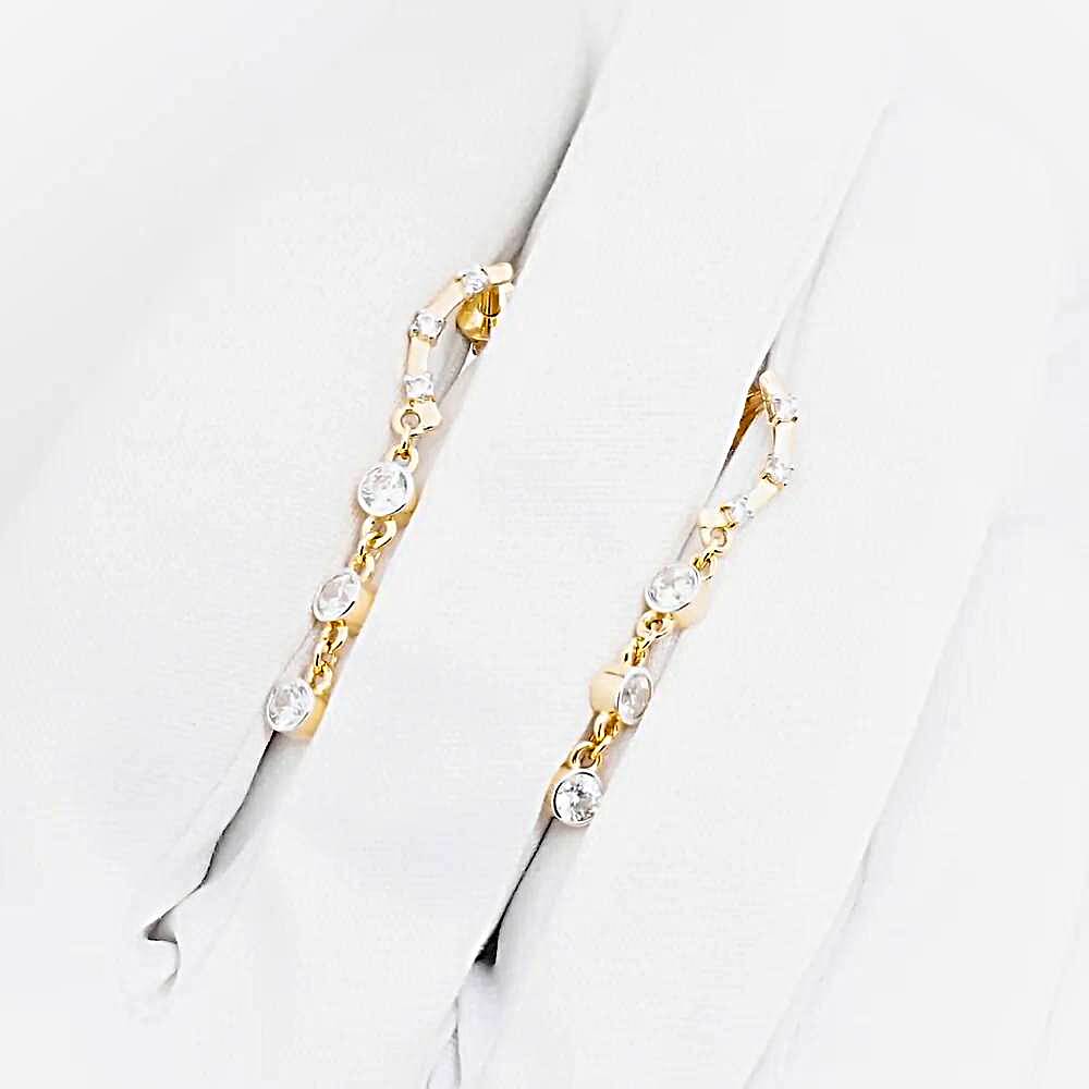 Серьги с фианитами из красного золота 585 пробы