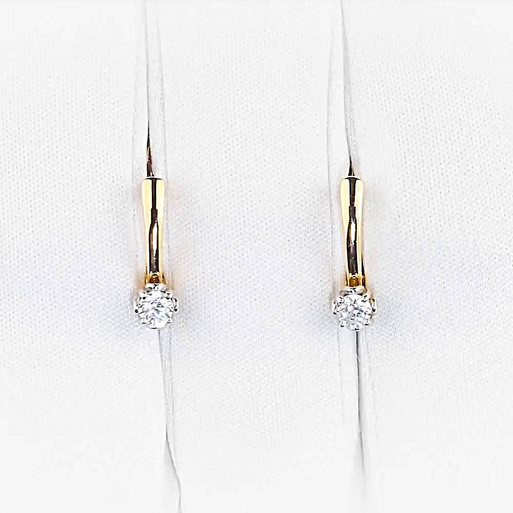 Серьги с фианитами из красного золота 585 пробы 1