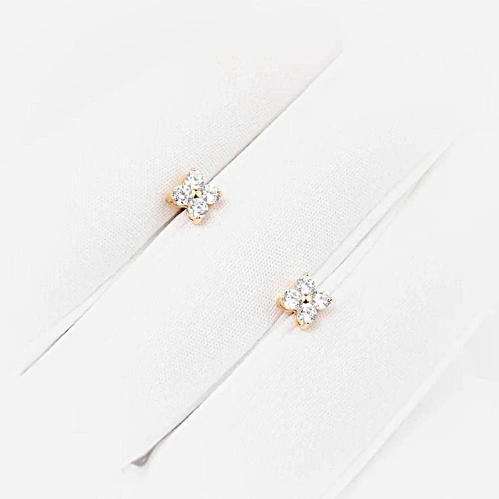 Серьги с фианитами из красного золота 585 пробы 1