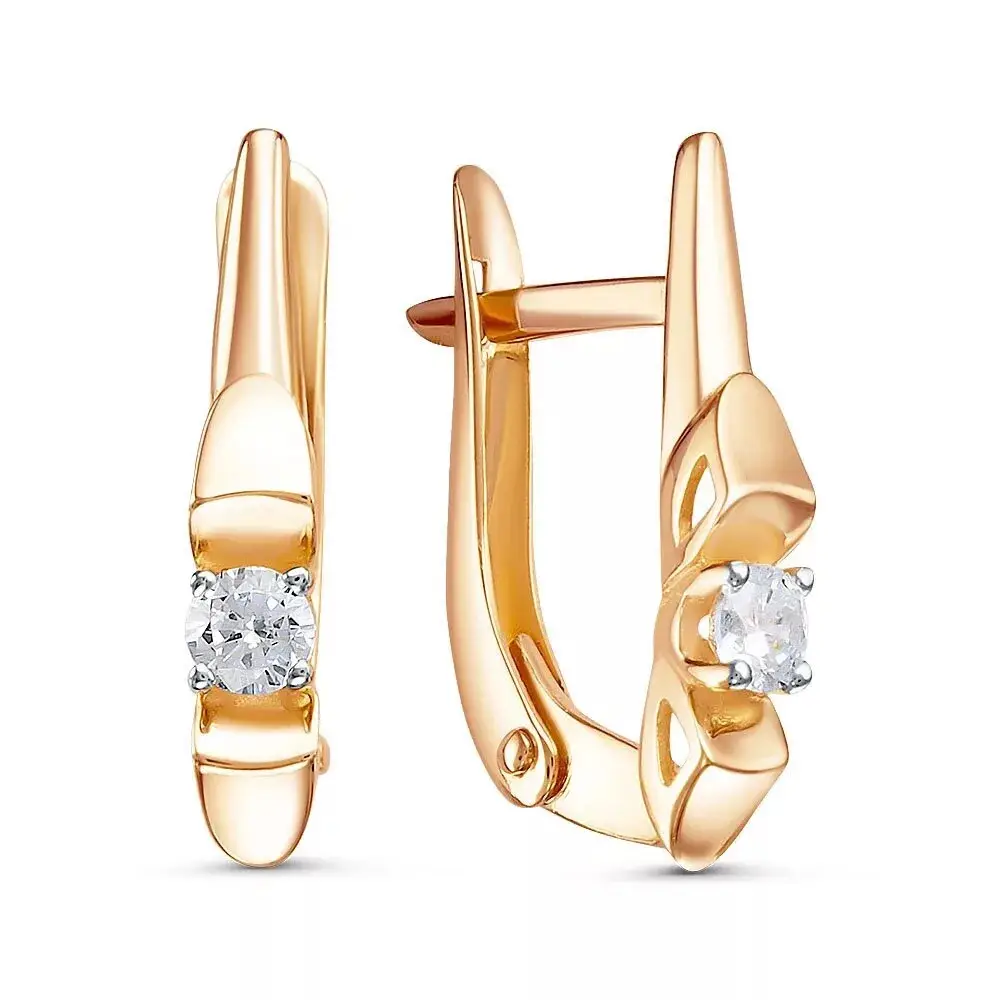 Серьги с фианитами из красного золота 585 пробы 1