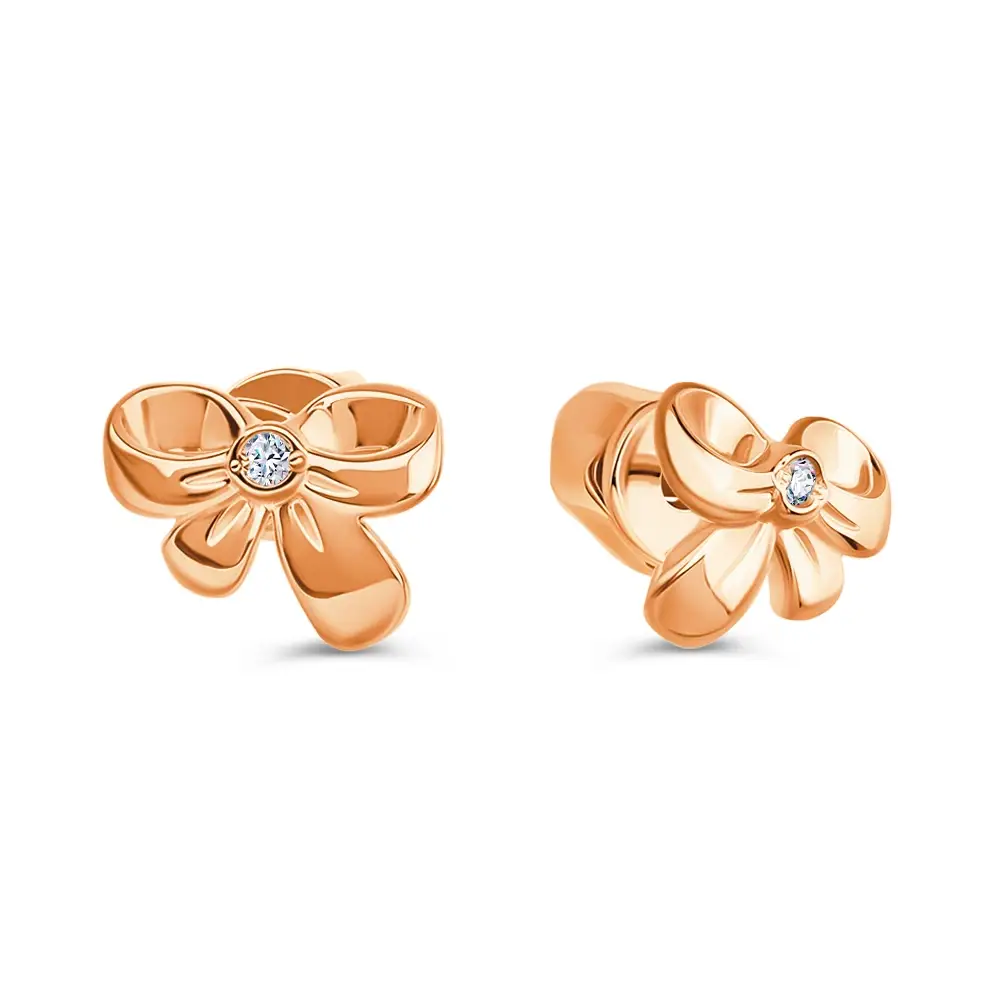 Серьги с фианитами из красного золота 375 пробы 1
