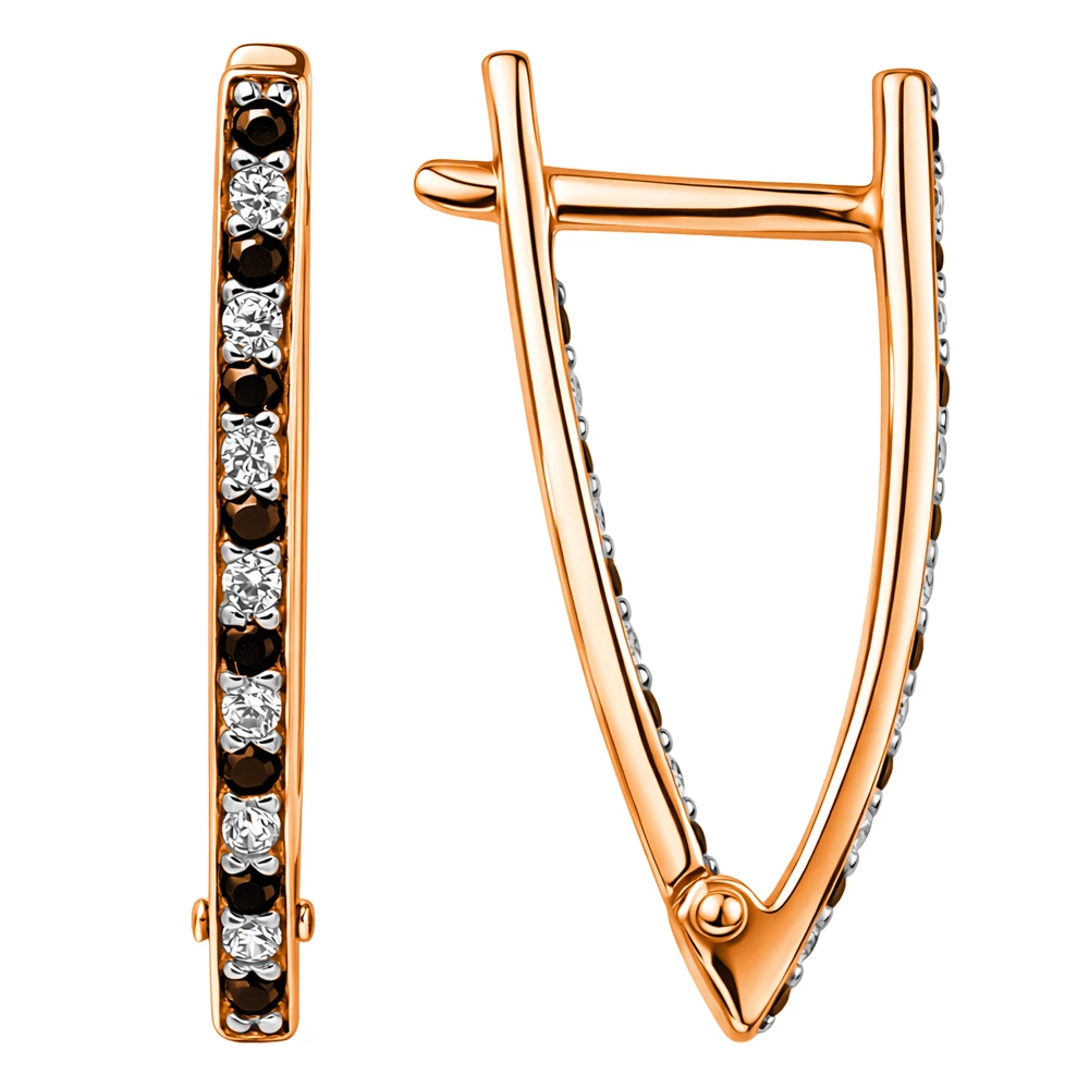 Серьги с фианитами из красного золота 375 пробы Серьги с фианитами из красного золота 375 пробы